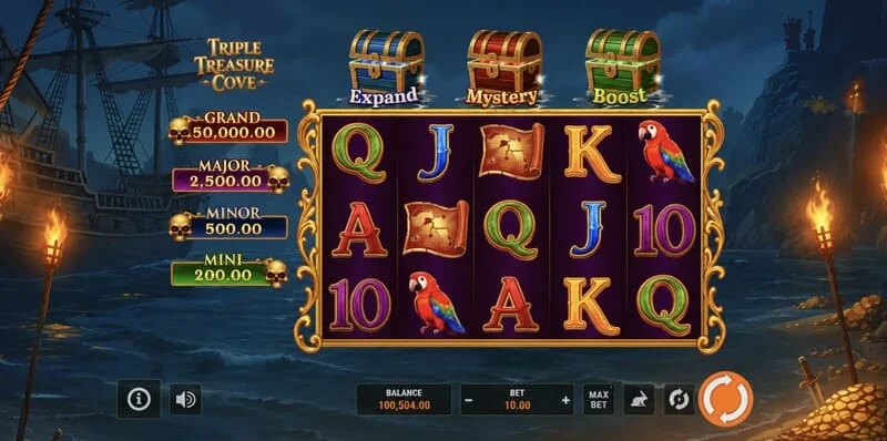 Triple Treasure Cove - tour bonus Hold and Win avec des pièces